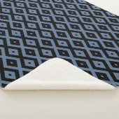 Blue grey and black diamond pattern シェルパブランケット (3/4)