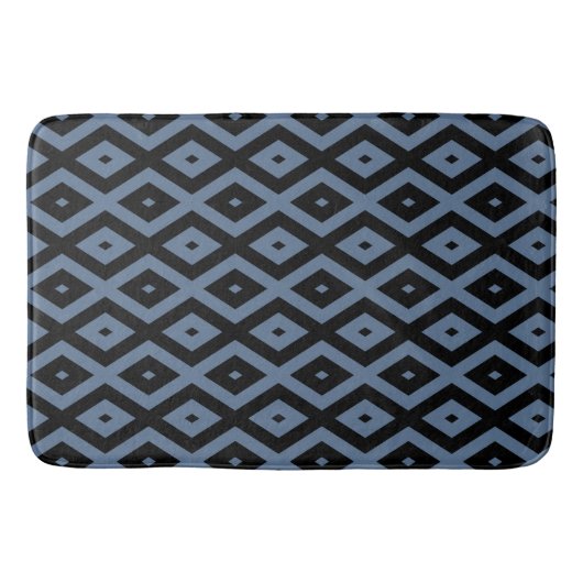 Blue grey and black diamond pattern バスマット (正面)