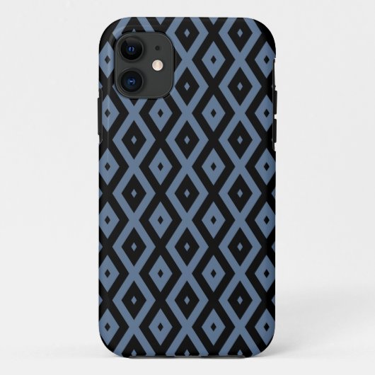 Blue grey and black diamond pattern Case-Mate iPhoneケース (裏面)