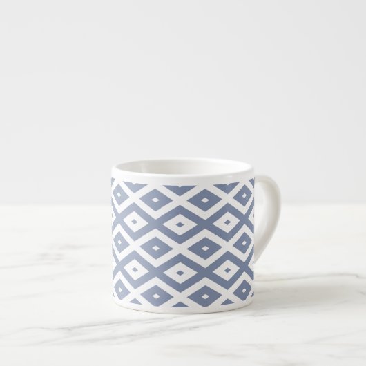 Blue grey and white diamond pattern エスプレッソカップ (正面右)