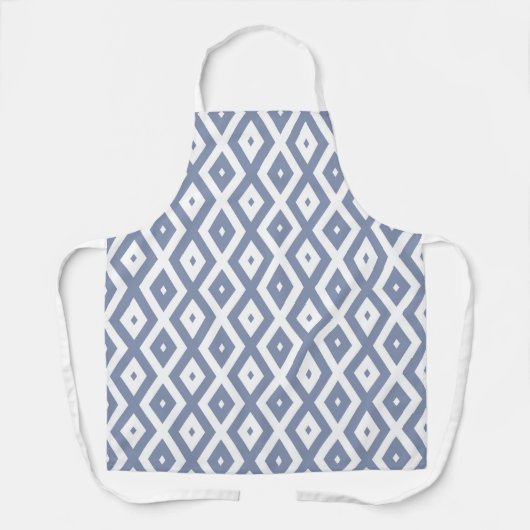 Blue grey and white diamond pattern エプロン (正面)