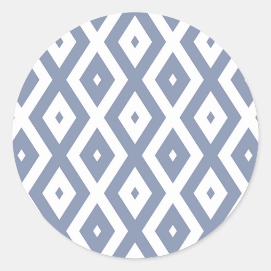 Blue grey and white diamond pattern ラウンドシール (正面)