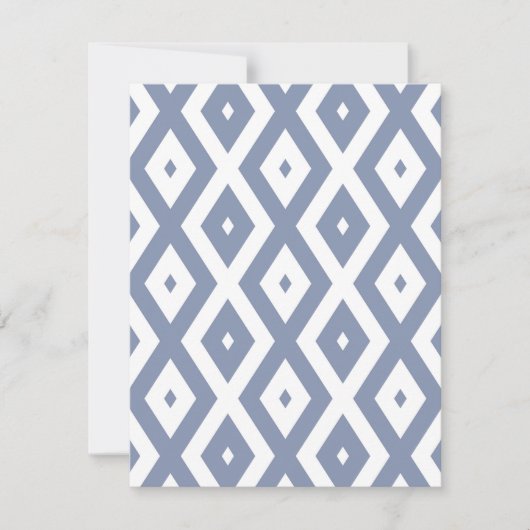 Blue grey and white diamond pattern 出欠カード (正面)