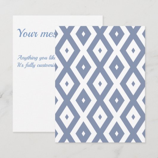 Blue grey and white diamond pattern 出欠カード (正面/裏面)