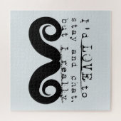 Blue Grey Black Funny Humor I Mustache ジグソーパズル (横)