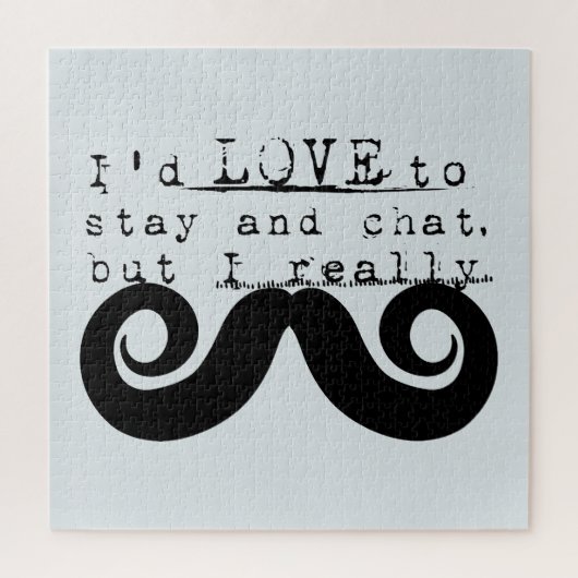 Blue Grey Black Funny Humor I Mustache ジグソーパズル (縦)