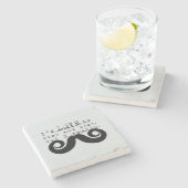 Blue Grey Black Funny Humor I Mustache ストーンコースター (横)