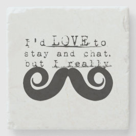 Blue Grey Black Funny Humor I Mustache ストーンコースター