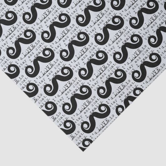 Blue Grey Black Funny Humor I Mustache 薄葉紙 (詳細)