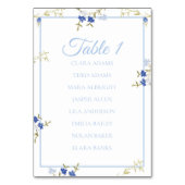 Blue & Grey Floral Wedding Seating Chart Card テーブルナンバー (正面)