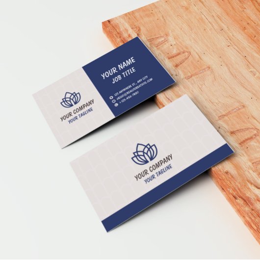 Blue Grey Minimalist Modern Company Logo 名刺