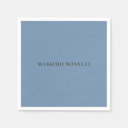 Blue Grey Minimalist Plain Legible Modern スタンダードカクテルナプキン (正面)