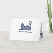 Blue Grey Relaxed Mosaic Cat Greeting Cards カード (裏面)