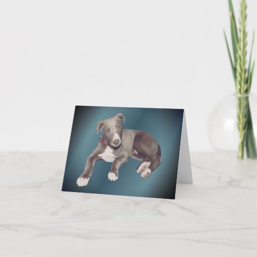 Blue Greyhound Puppy Dog Personalized Note カード (正面)