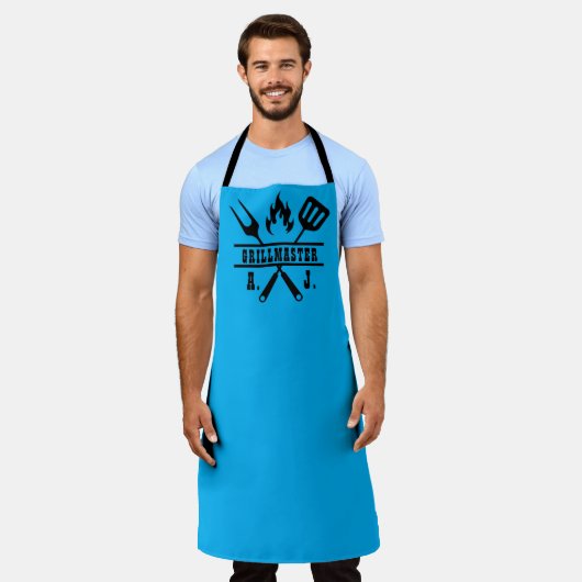 Blue Grillmaster BBQ Apron エプロン (着用した状態)