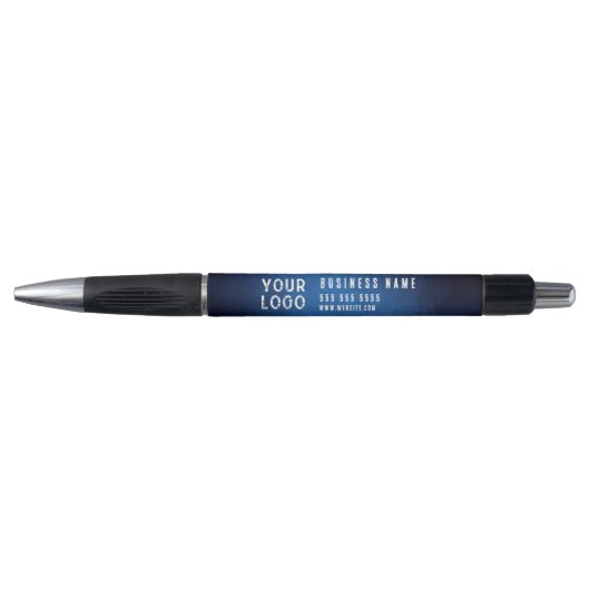Blue Grunge Gradient Custom Logo Pens ボールペン (正面)