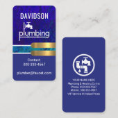 Blue Grunge Plumbing Gold Tabs 名刺 (正面/裏面)