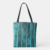 Blue Grunge Woodland Owl Art トートバッグ (裏面)
