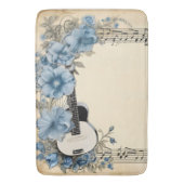 Blue Guitar Music Notes花 バスマット (正面縦)