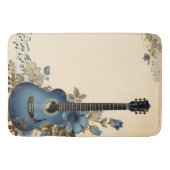 Blue Guitar Music Notes花 バスマット (正面)