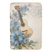 Blue Guitar Music Notes花 バスマット (正面縦)