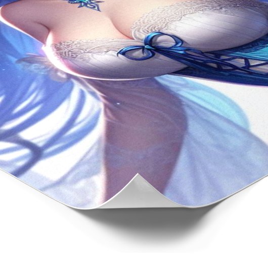 Blue-Haired Tropical Fairy with Emerald Eyes ポスター (角)