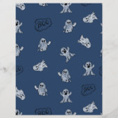 Blue Halloween Boo Ghost Pattern Scrapbook Paper (裏面)