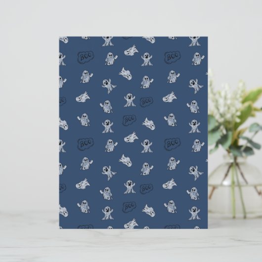 Blue Halloween Boo Ghost Pattern Scrapbook Paper (スタンド正面)