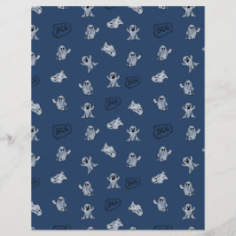Blue Halloween Boo Ghost Pattern Scrapbook Paper