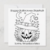 Blue Halloween Pumpkin & Color Me  カード (裏面)