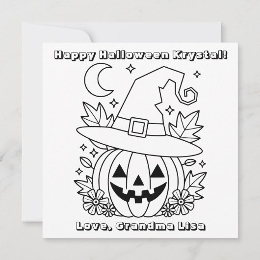 Blue Halloween Pumpkin & Color Me  カード (裏面)