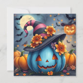 Blue Halloween Pumpkin & Color Me  カード (正面)