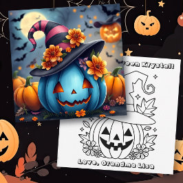 Blue Halloween Pumpkin & Color Me カード
