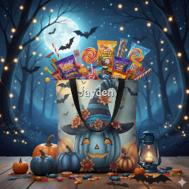 Blue Halloween Pumpkin Personalized トートバッグ