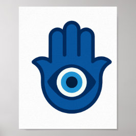 Blue Hamsa Hand - Peace Energy Poster ポスター