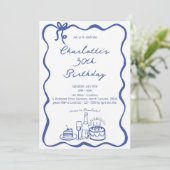 BLUE Hand Drawn 30th Birthday Invitation 招待状 (スタンド正面)