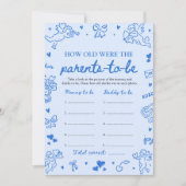 Blue Hand Drawn Baby Shower How Old Were They 招待状 (正面)