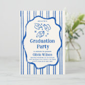 Blue Hand Drawn Doodle Graduation Party 招待状 (スタンド正面)
