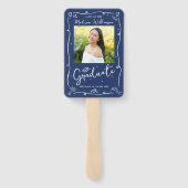 Blue Hand Drawn Doodle Style Graduation 2 Photo ハンドファン (裏面)