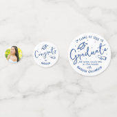 Blue Hand Drawn Doodles Graduation 3 Photo White コンフェッティ (正面)