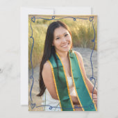 Blue Hand Drawn Doodles Style Photo Graduate Party 招待状 (裏面)