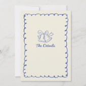 Blue hand drawn heart Whimsical Wedding details 招待状 (裏面)