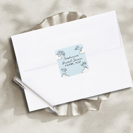 Blue Hand Drawn Match Made In Heaven Bridal Shower スクエアシール