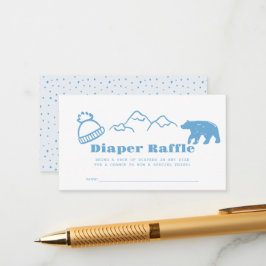Blue Hand-Drawn Winter Baby Diaper Raffle Ticket エンクロージャーカード