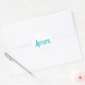 Blue hand lettered complimentary word Astute ラウンドシール (封筒)