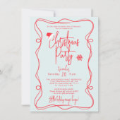 Blue Handwritten Christmas Party Invitation 招待状 (正面)