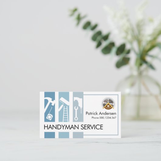 Blue Handyman Toolsタブ建物 名刺 (スタンド正面)