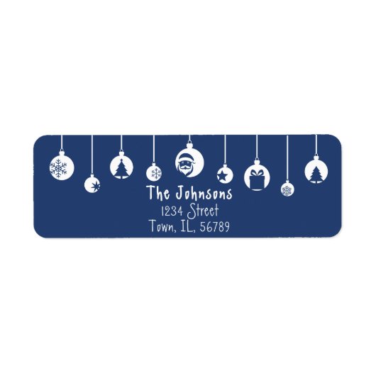 Blue Hanging Ornament Return Address Label ラベル (正面)