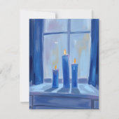 Blue Hanukkah Candles Watercolor シーズンカード (正面)
