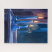 Blue Hanukkah Candles Watercolor ジグソーパズル (横)